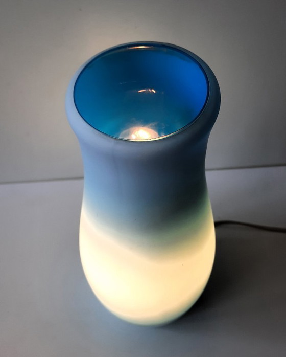 Image 1 of Vintage IKEA Mylonit design table lamp blue 30cm
