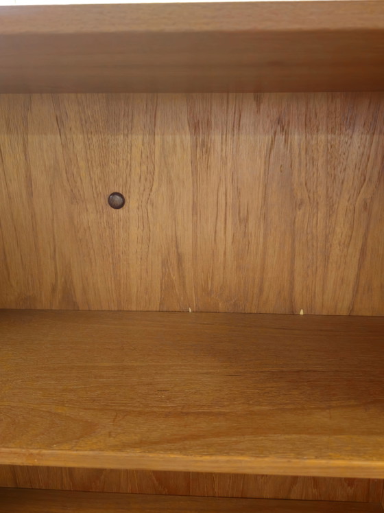 Image 1 of Vintage Danish Teak Highboard Bookcase Sliding Door Cabinet