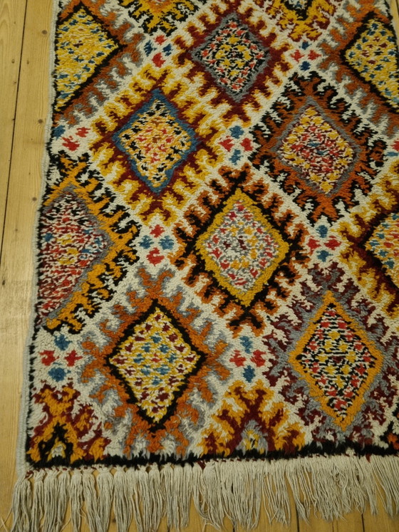 Image 1 of Tappeto berbero marocchino vintage, annodato a mano, circa 84x142 cm, colorato.