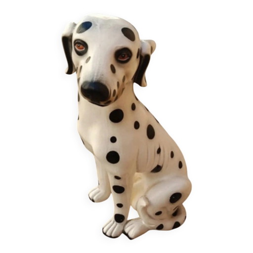Glazed ceramic statue of a Dalmatian dog – Italy, circa 1970