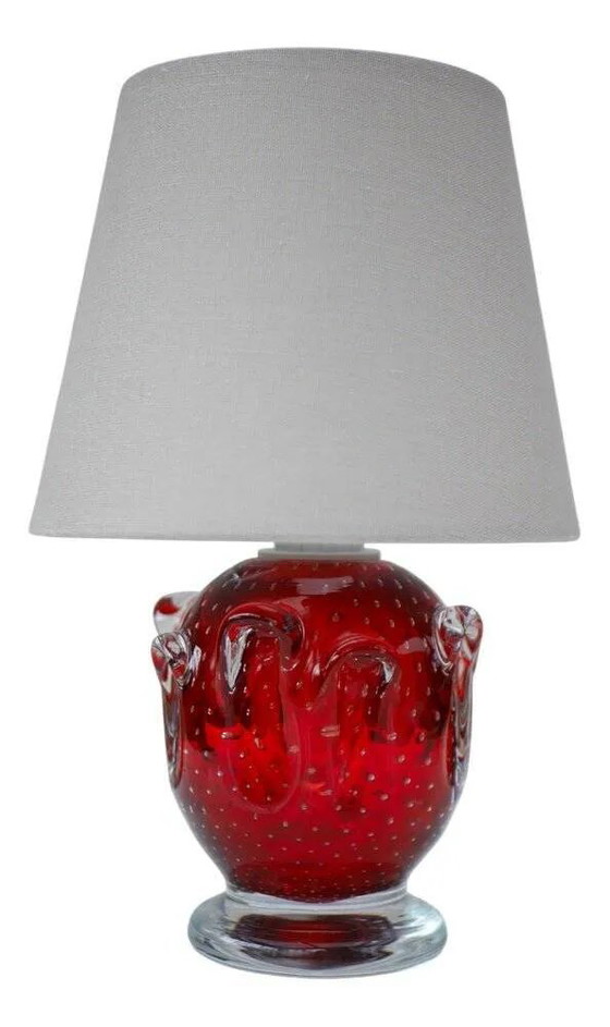 Image 1 of Red crystal glass lamp by Börne Augustsson for Åseda