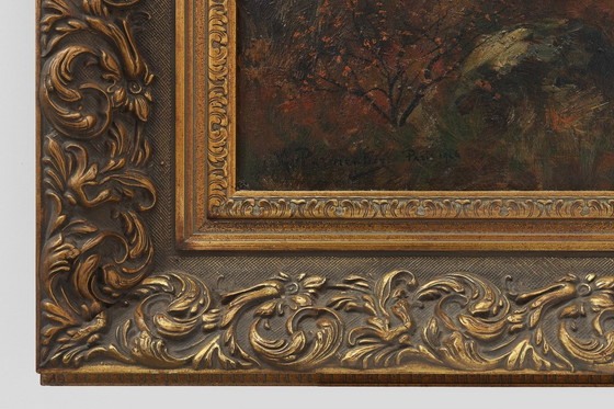 Image 1 of Peinture à l'huile sur toile signée, représentant une forêt, Paris, 1926