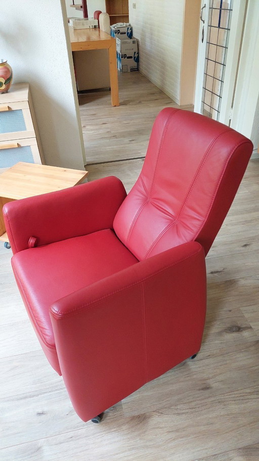 4 Leather Armchairs Red