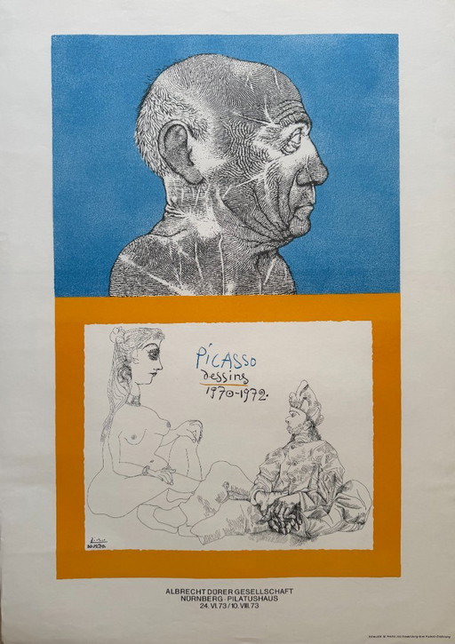 Michael Mathias Prechtl (1926-2003), Picasso: Dessins 1970-1972, originele vintage tentoonstellingsposter – Paper