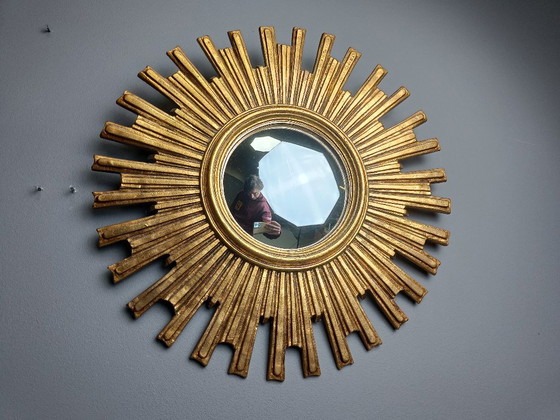 Image 1 of Vintage sunburst spiegel, jaren 1960