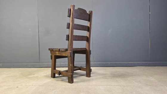 Image 1 of Vintage brutalistische eetkamerstoelen, set van 6 - jaren 60