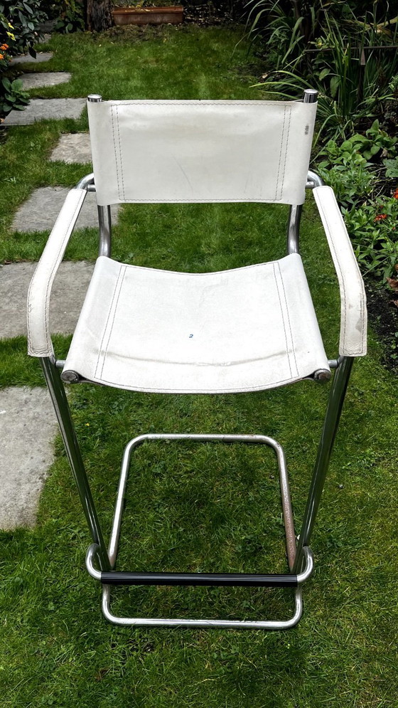 Image 1 of 4 x Tabourets de bar vintage blanc + chrome