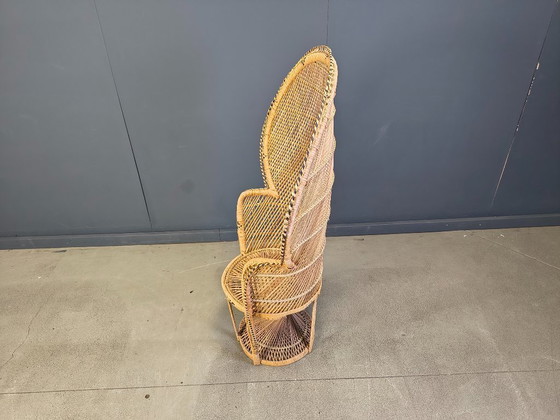 Image 1 of Sedia vintage in vimini a forma di pavone, anni '70