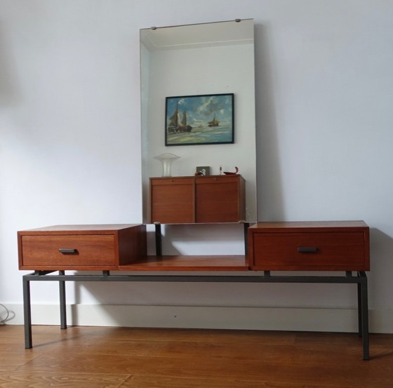 Image 1 of Espejo moderno de mediados de siglo Kuperus Almelo en estilo Pastoe Braakman.