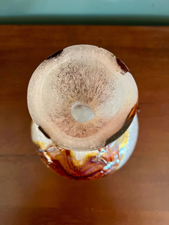 Foam Glass, Mid-Century Vase by Spiegelau with Brown Inclusions, Studio Glass, Hand-blown, Unused with Label (photo 7 of 8)