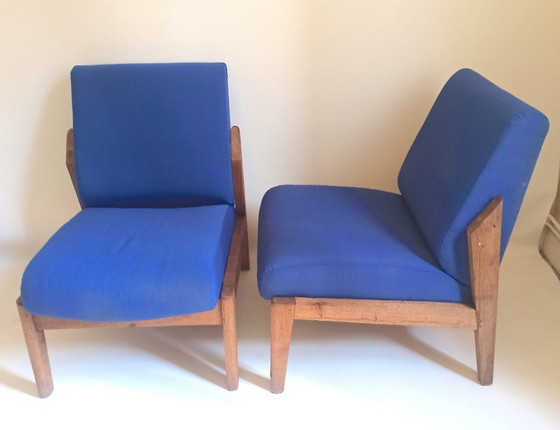 Image 1 of Pair of 1950s solid teak armchairs