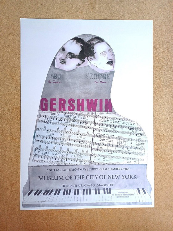Gershwin Exhibition Poster, 1968, Paper, White, Vintage (photo 2 of 5)