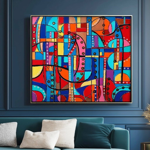 Cubisme A1358 - peinture abstraite sur toile XXL