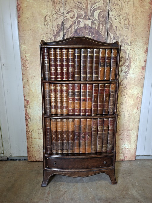 Unique leather-look bookcase with 6 doors.

Dimensions: 65x28cm and 122cm high