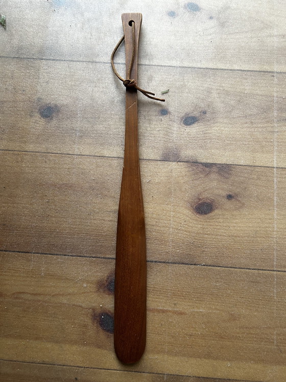 Image 1 of Handspiegel und Schuhanzieher aus Holz, skandinavischer Stil, 70er Vintage