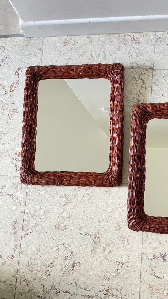 Image 1 of Coppia di specchi vintage in rattan