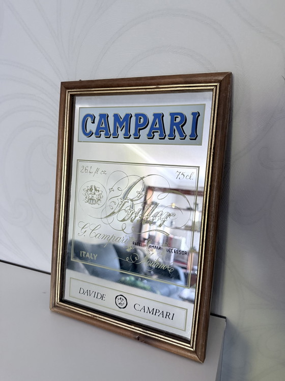 Specchio da bar Campari / Specchio pubblicitario con cornice in legno – Glass, Wood (photo 2 of 5)
