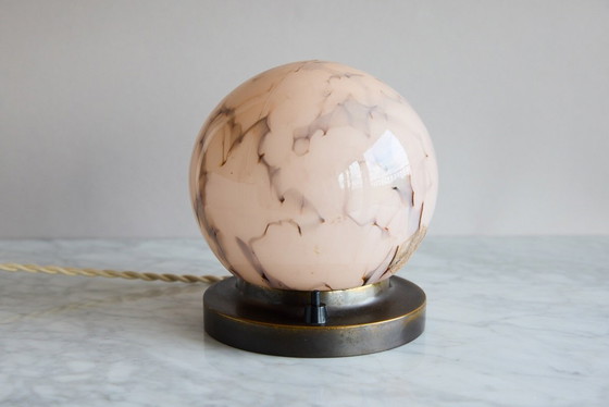 Image 1 of Antieke roze marmeren art deco lamp