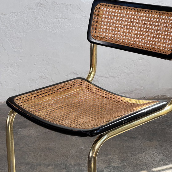 Image 1 of Marcel Breuer Barhocker im Stil „Cesca“, Messingfarben, 1980