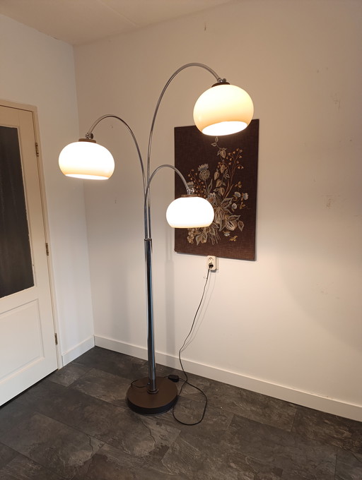 Lampe champignon des années 70 unique avec tige chromée 210CM de haut