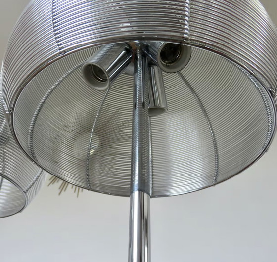 Image 1 of 2x Large Chrome Metal "Mushroom" Lamps