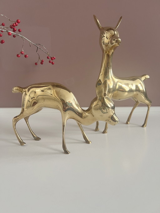 Hollywood Regency brass XL deer/bambis