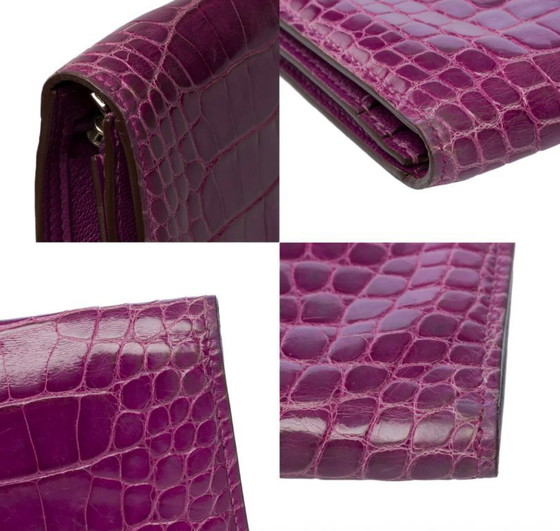 Image 1 of Accessoire HERMES Bearn en Cuirs exotiques Violet - 101993