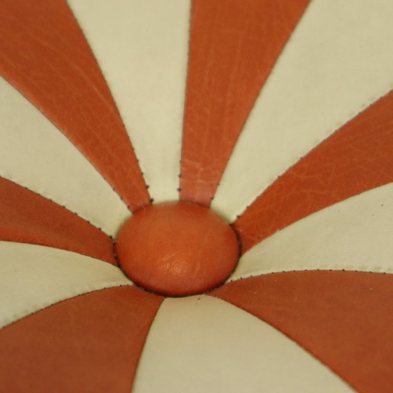 Image 1 of Round Vintage Pouf Skai Orange Cream