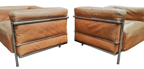 Le Corbusier Poltrone Cassina LC3 Originali d'Epoca (Coppia) – Vintage Anni '70 – Pelle Cognac – N. di (photo 11 of 16)