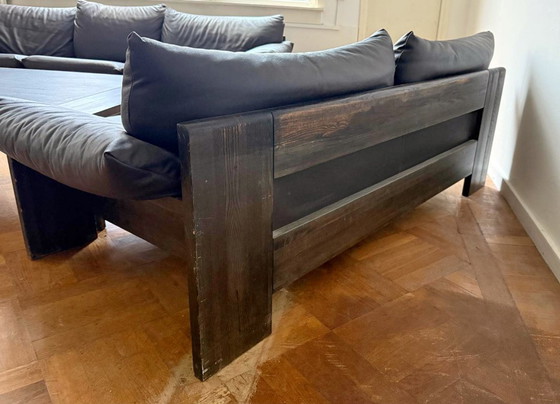 Image 1 of Retro-Ledersofa mit Marmortisch