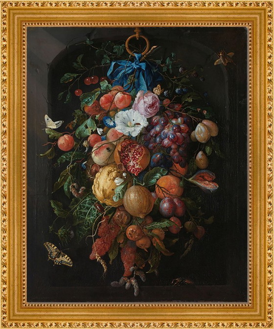 Jan Davidsz de Heem Festoon with Fruits and Flowers, Art Prints, Canvas, Red (photo 4 of 5)