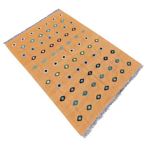 Handgewebter und handgeknüpfter Reliefteppich | Wolle | Moderner Strukturteppich | 132 × 187 cm (52 ​​× 74 (photo 2 of 10)