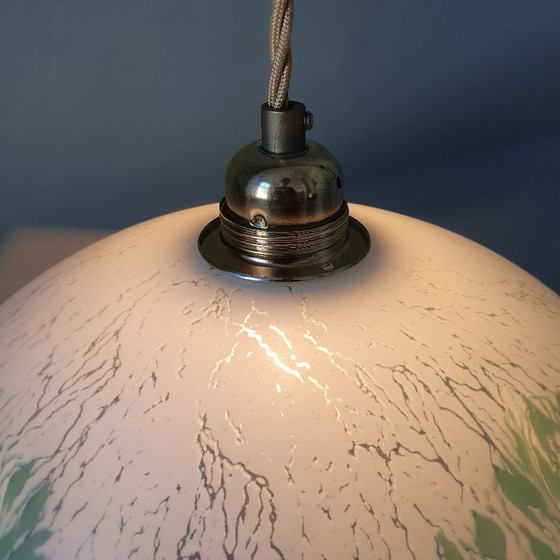 Grande (30cm) Suspension Vintage en Verre en forme de feuille – Métal (photo 16 of 20)