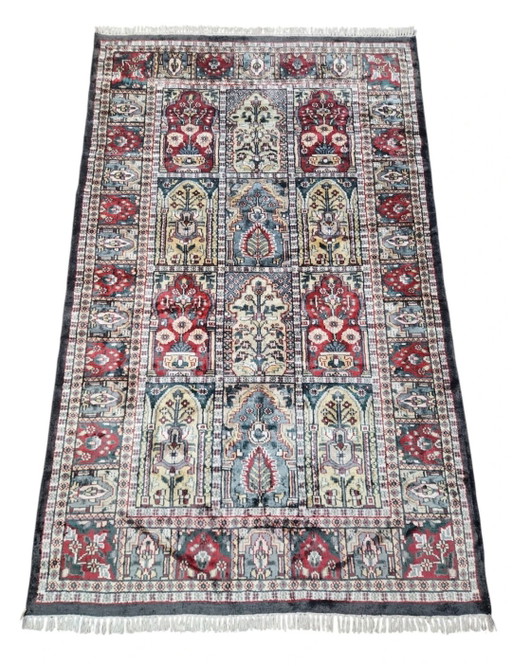 Handgeknüpfte persische Seiden-Kashmir-Teppichpaneele, 120 x 195 cm