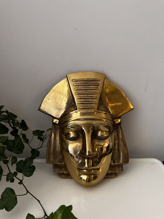 Image 1 of Maschera in ottone vintage del faraone