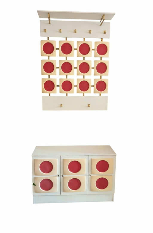 Vintage, Retro set van kapstok en dressoir 