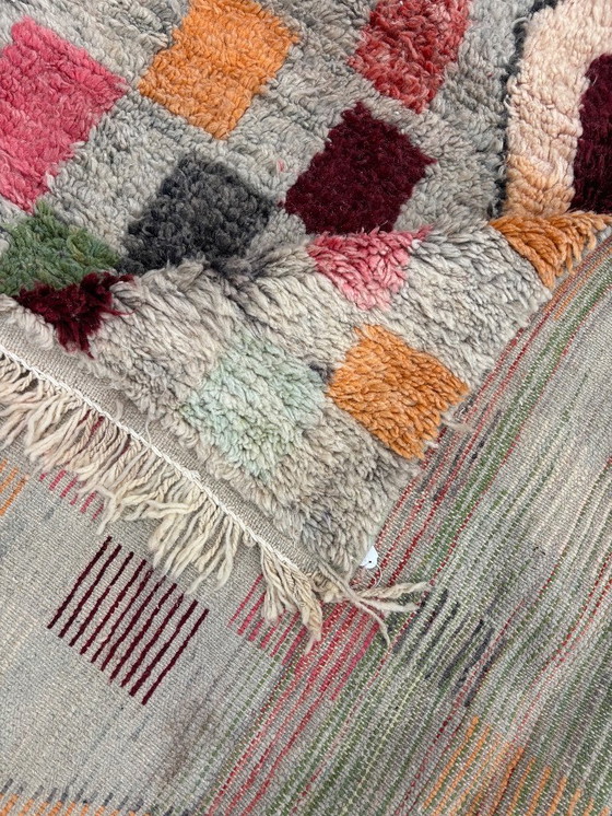 Image 1 of Handgemaakte Marokkaanse Boujad Wol Vloerkleed 190x300 cm - Kleurrijk Abstract Ontwerp