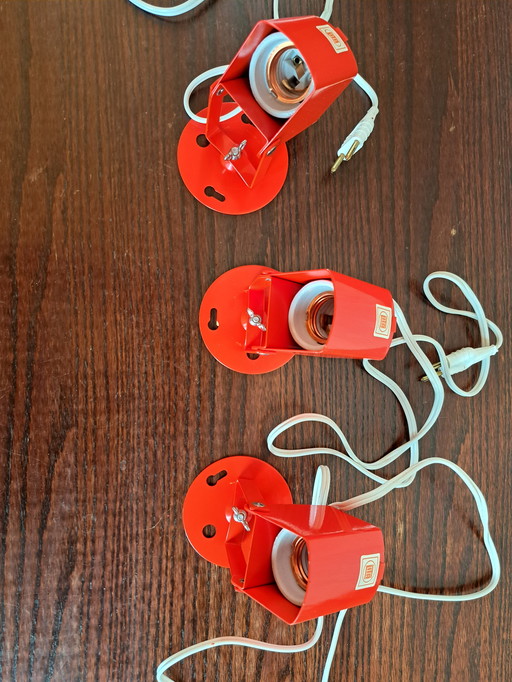 3 Original Vintage Spots LITA, Red-Orange