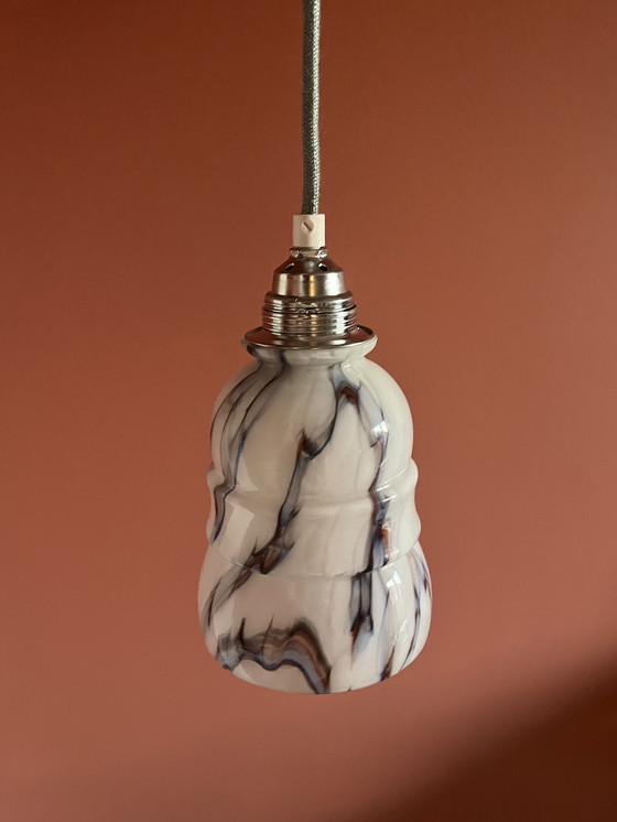 Image 1 of Art Deco Pendelleuchte Marmoriertes Glas