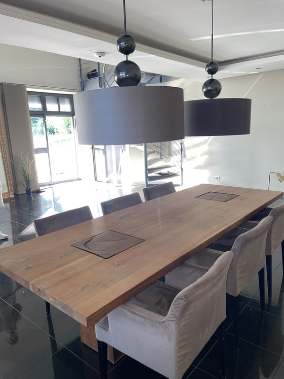 Designer table and six Poltrona Frau chairs – Dining tables, Leather, Wood (photo 3 of 8)