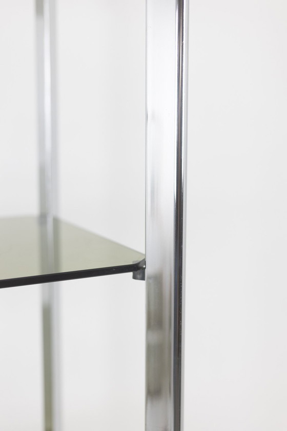 Image 1 of Pair of Shelves with 6 Shelves, Chromed Metal Frame, 1970s