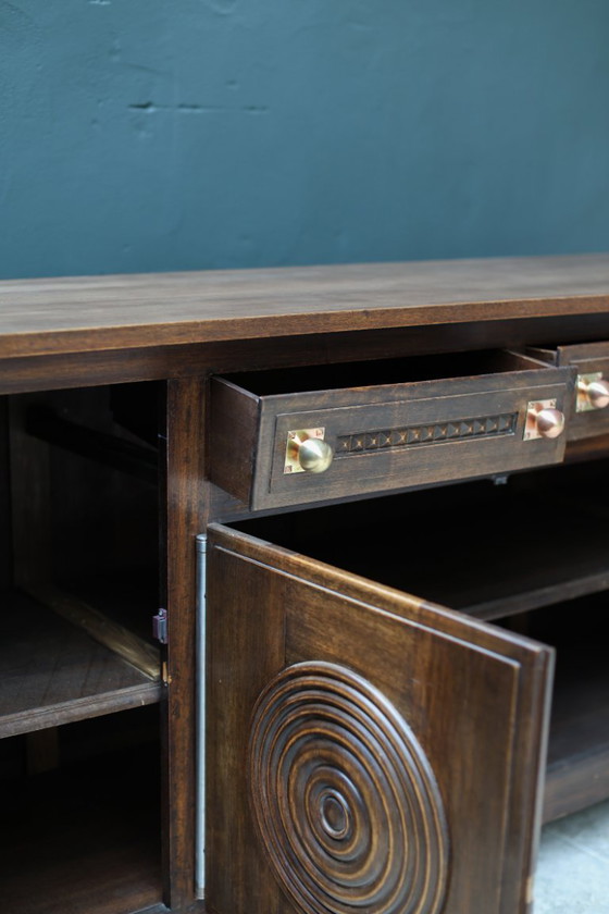 Image 1 of Charles Dudouyt Oak Credenza - 1950s French Mid-Century Modern Furniture