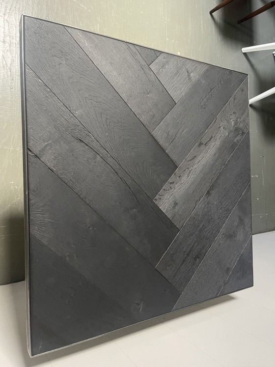 Table d'appoint en chêne à chevrons – Tables d'appoint, Metal, Wood (photo 6 of 7)