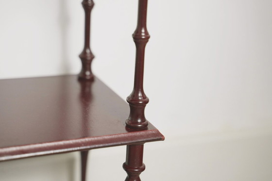 Image 1 of Mahogany-Finish Hanging Wall Shelf Set of 2 Pair, Traditional Spindle Display Shelves, Vintage Colonial Style Decorative Modula