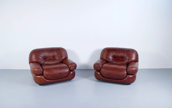 Image 1 of Ein Paar Sapporo-Ledersessel aus den 1970er Jahren, Verlag Mobil Girgi
