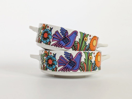 Set di 2 ciotole Villeroy Boch "Acapulco" con manici | Porcellana Pop Art anni '60