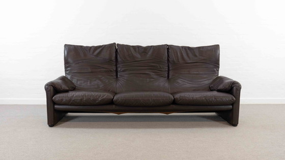 Image 1 of Cassina Maralunga 3-Sitzer-Sofa aus Leder von Vico Magistretti