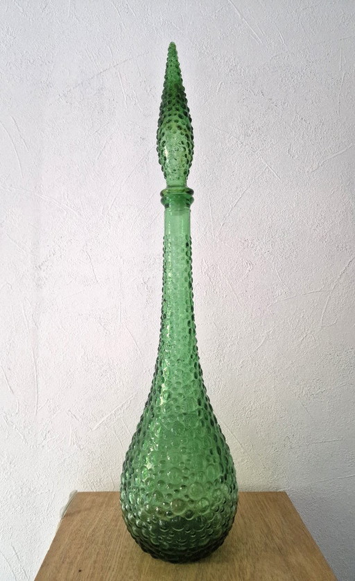Grande bouteille carafe décorative a verre bullé italienne