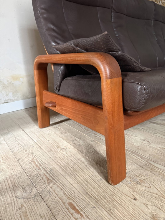 Divano scandinavo a 3 posti in teak e pelle – Divani 3 posti, Leather, Scandinavian (photo 3 of 10)
