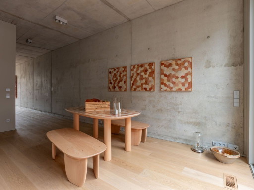 Table with 2 benches and coffee table by Fernando Laposse